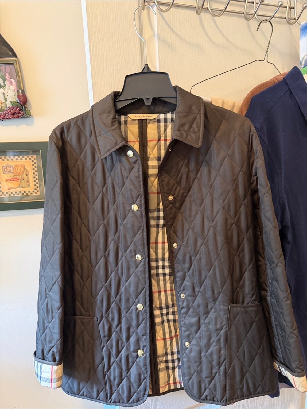Burberry Black Quilted Jacket with Signature Check Lining